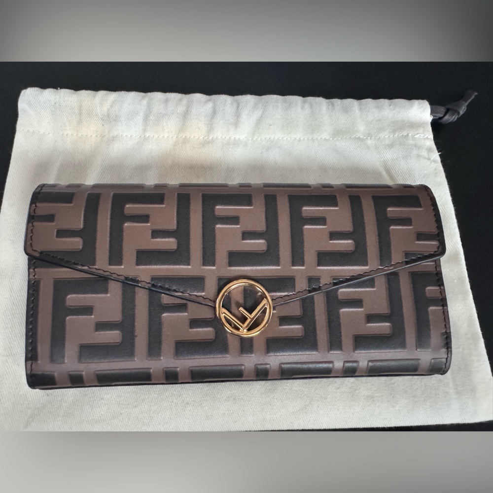 Fendi Continental Brown Leather Wallet